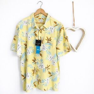 O'Neill Departure Yellow Hawaiian Floral Shirt Short Sleeve Tropical Beach XXL